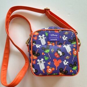 Disney Loungefly Mickey Halloween treats crossbody purse bag orange‎ & purple